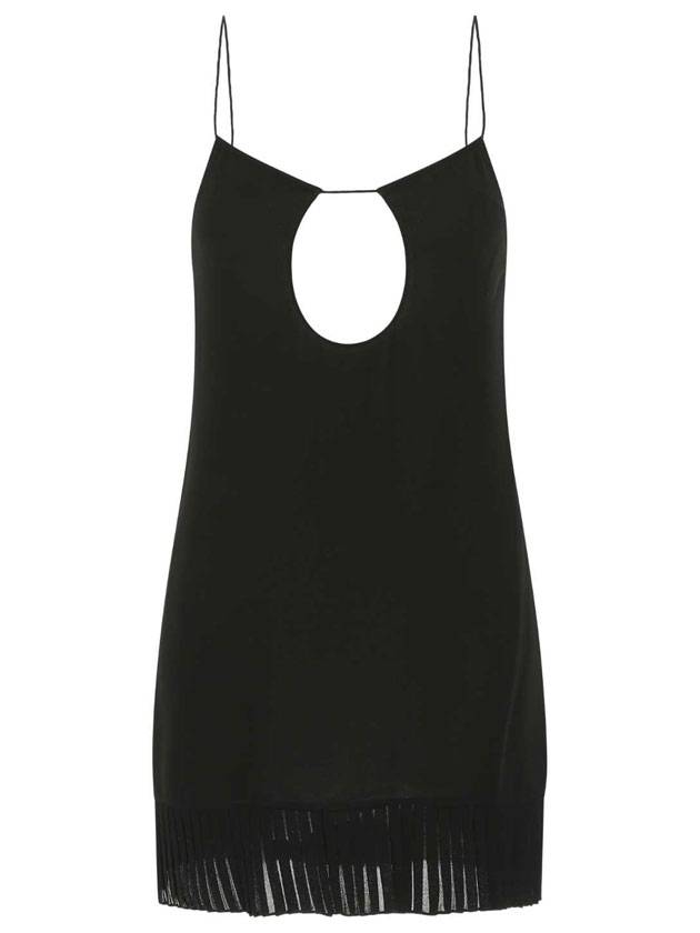 Luxury Saint Laurent Backless Viscose Short Dress Black