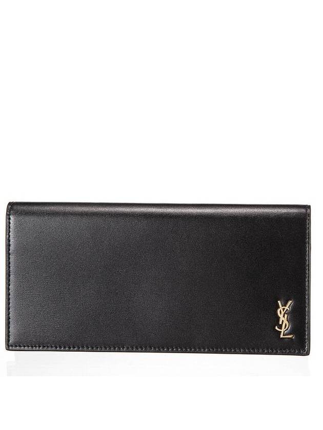 Luxury Saint Laurent Tiny Monogram Leather Long Wallet Black