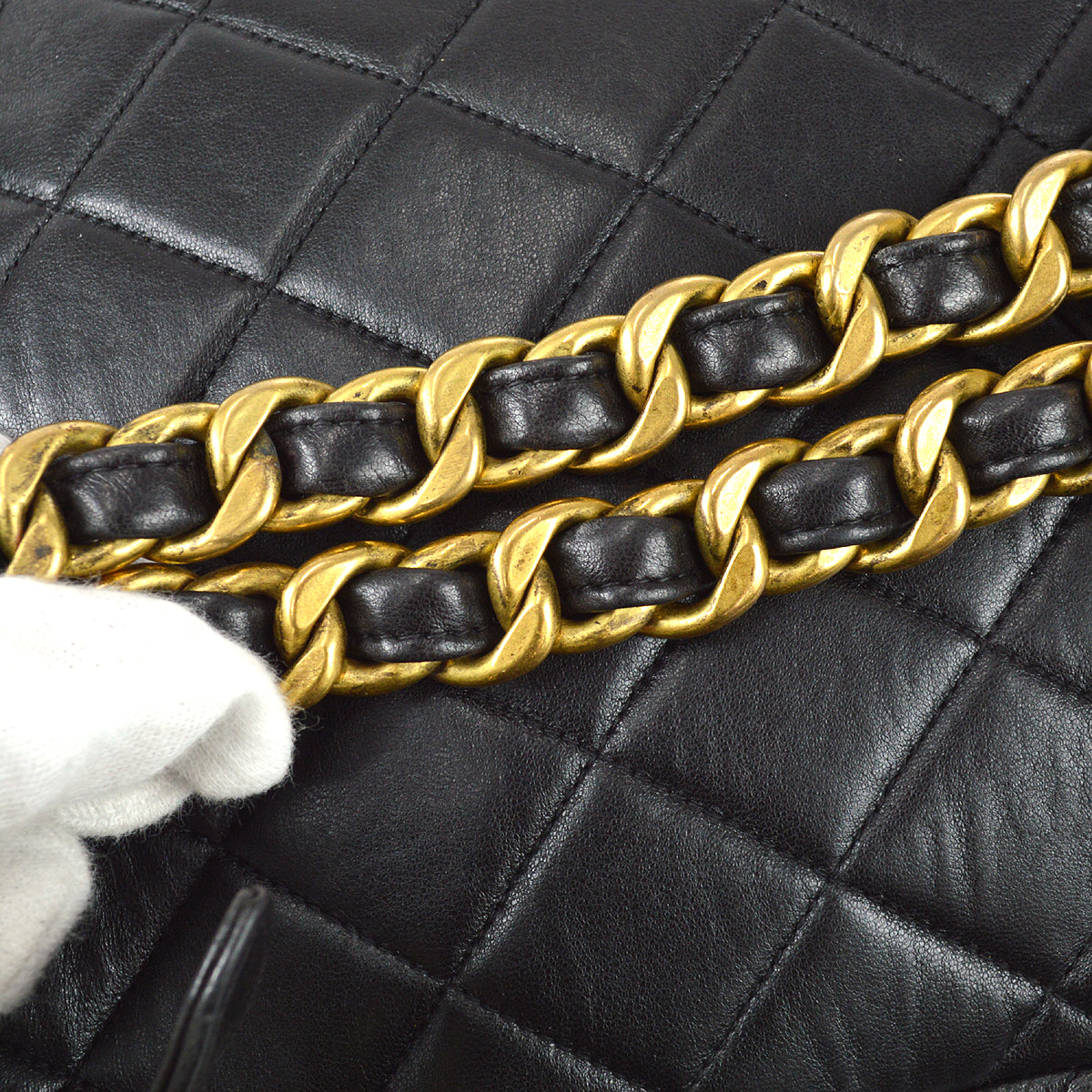 Luxury Chanel 1990s Duma Chain Backpack Bag Black Lambskin