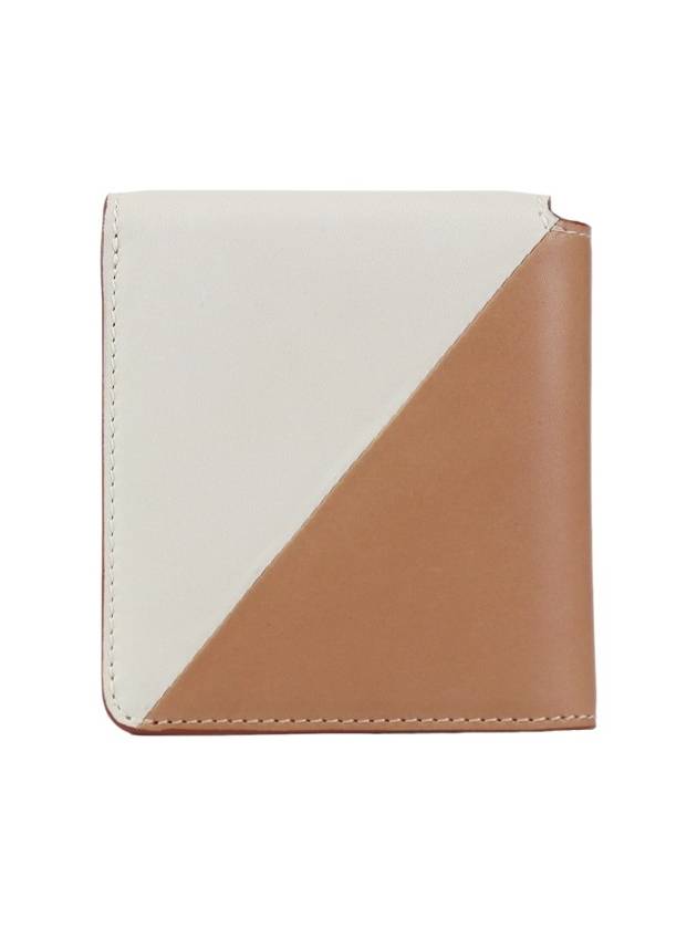 Luxury Saint Laurent Women's Jamie Fold Monogram Bicolor Half Wallet Beige