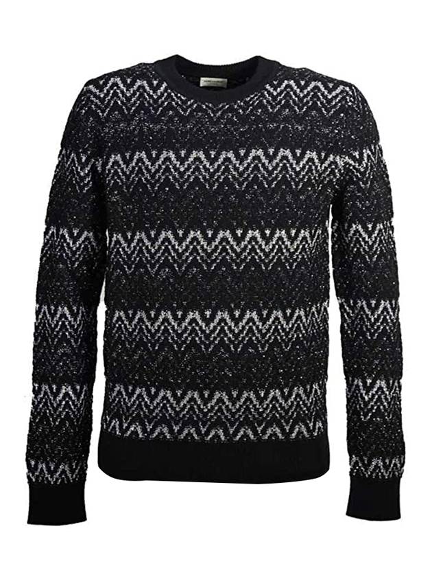 Luxury Saint Laurent Striped Pattern Wool Knit Top