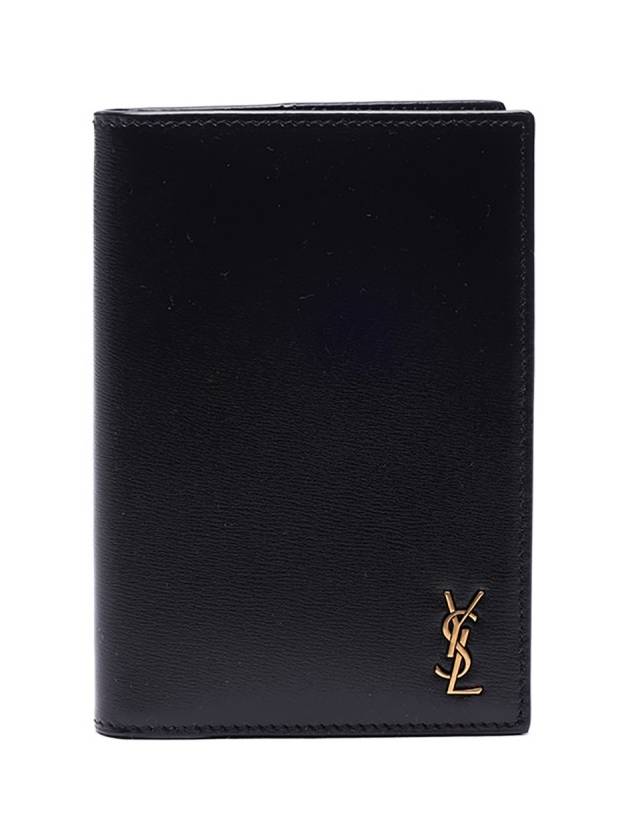 Luxury Saint Laurent Monogram Logo Card Passport Wallet Black