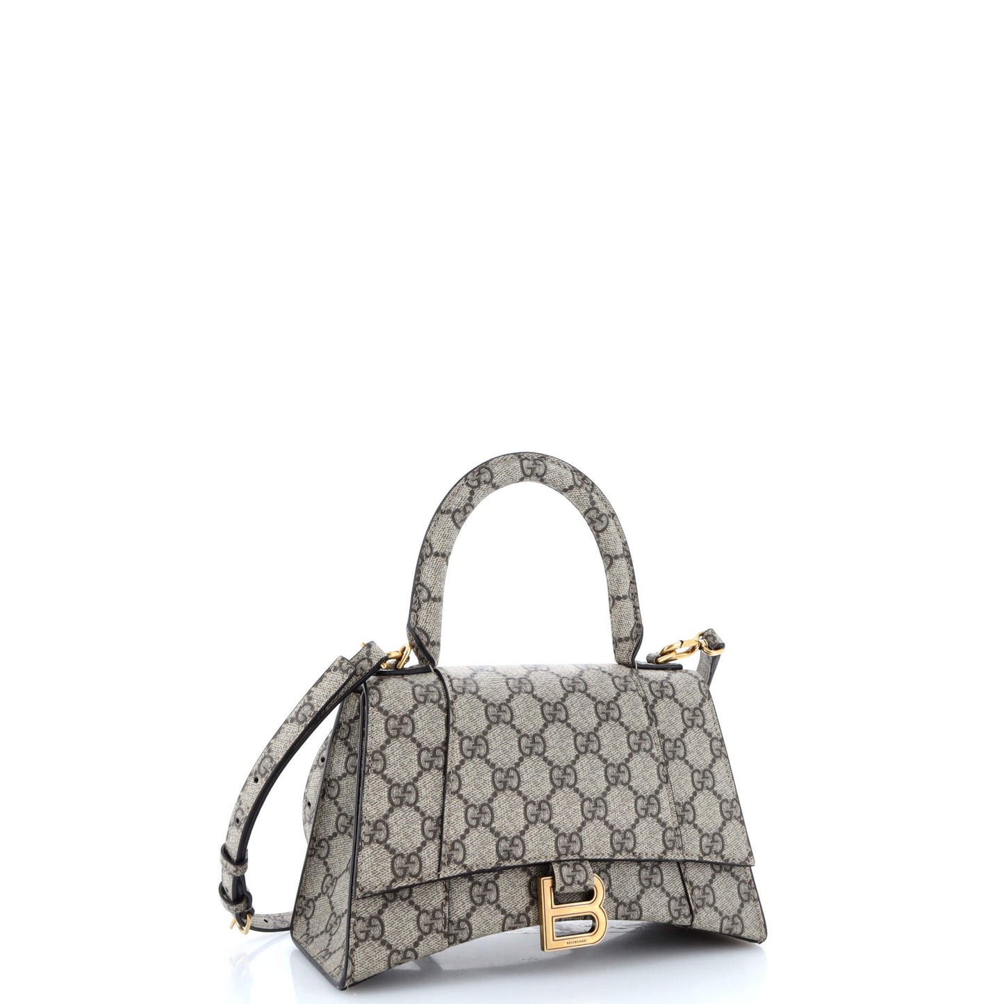 x Luxury Balenciaga The Hacker Project Hourglass Top Handle Bag GG Coated Canvas Small