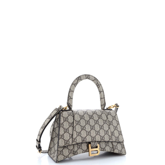 x Luxury Balenciaga The Hacker Project Hourglass Top Handle Bag GG Coated Canvas Small