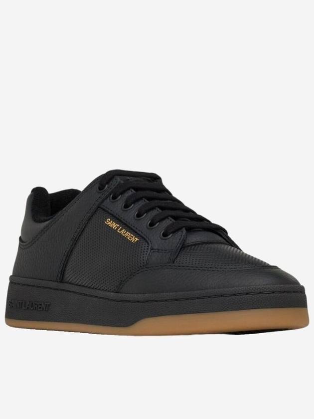 Luxury Saint Laurent SL 61 Logo Signature Leather Low Top Sneakers Black