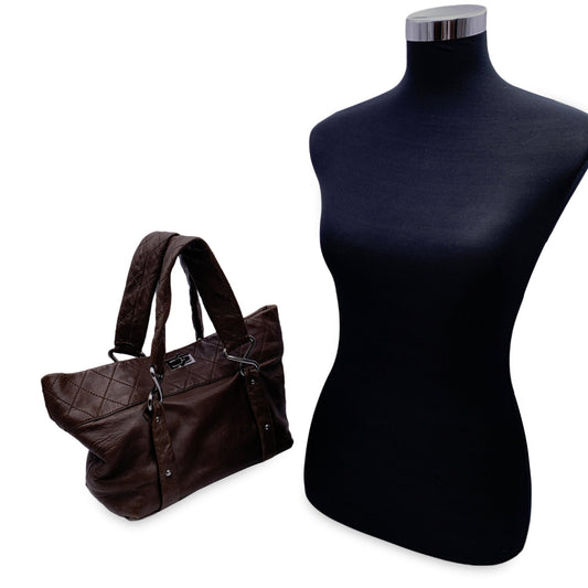 Luxury Chanel Brown Leather Sticth Mademoiselle 8 Knots Tote Bag