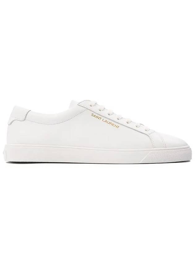 Luxury Saint Laurent Men's Andy Leather Low Top Sneakers White