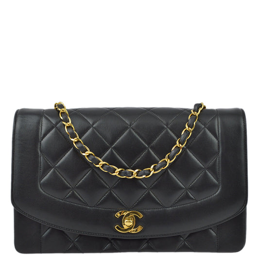 Chanel Black Lambskin Medium Diana Shoulder Bag