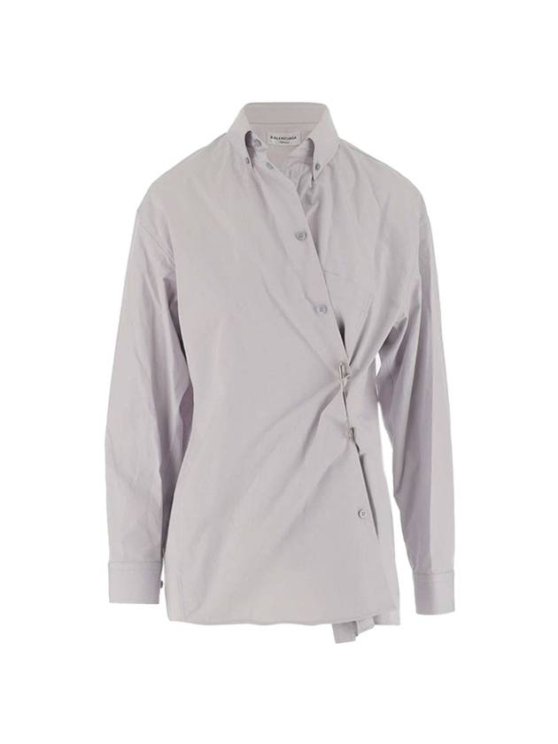 Luxury Balenciaga Twist Button Cotton Shirt Grey