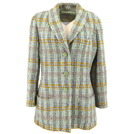 Luxury Chanel Fall 1994 tweed checkered buttoned tweed #36
