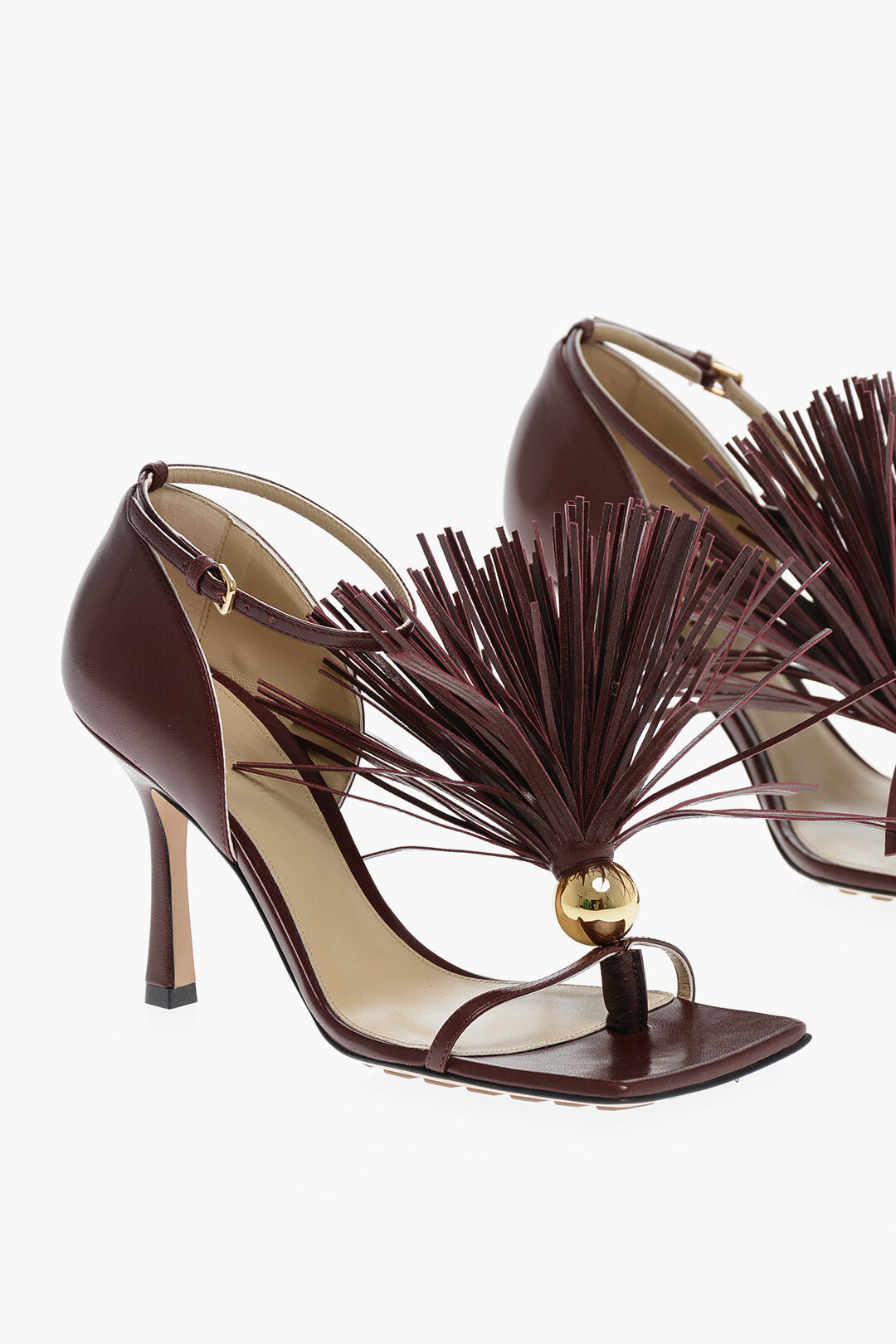 Luxury Bottega Veneta Decorative Tassel Lunge Nappa Sandals 9Cm