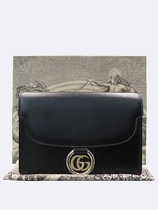 Luxury Gucci Trending 2025 589474 Black color GG ring torchon small shoulder bag
