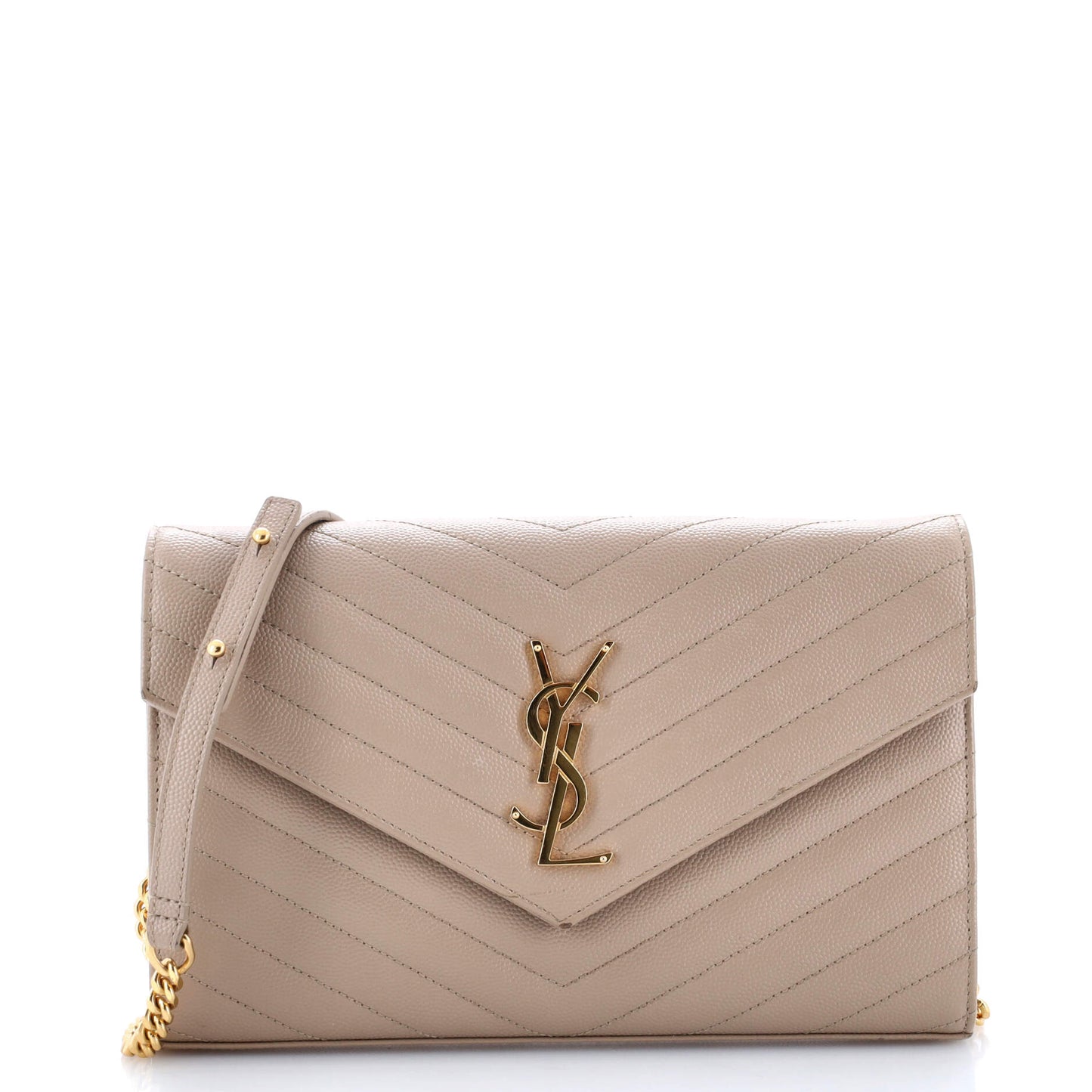 Luxury Saint Laurent Classic Monogram Wallet on Chain Matelasse Chevron Leather Medium