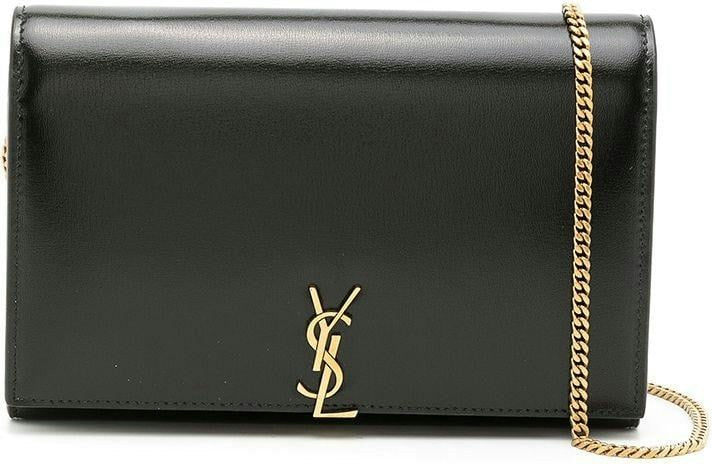 Luxury Saint Laurent Women's Cassandre Logo Plaque Shoulder Bag in Nero/Nero | 66992103P2W1000