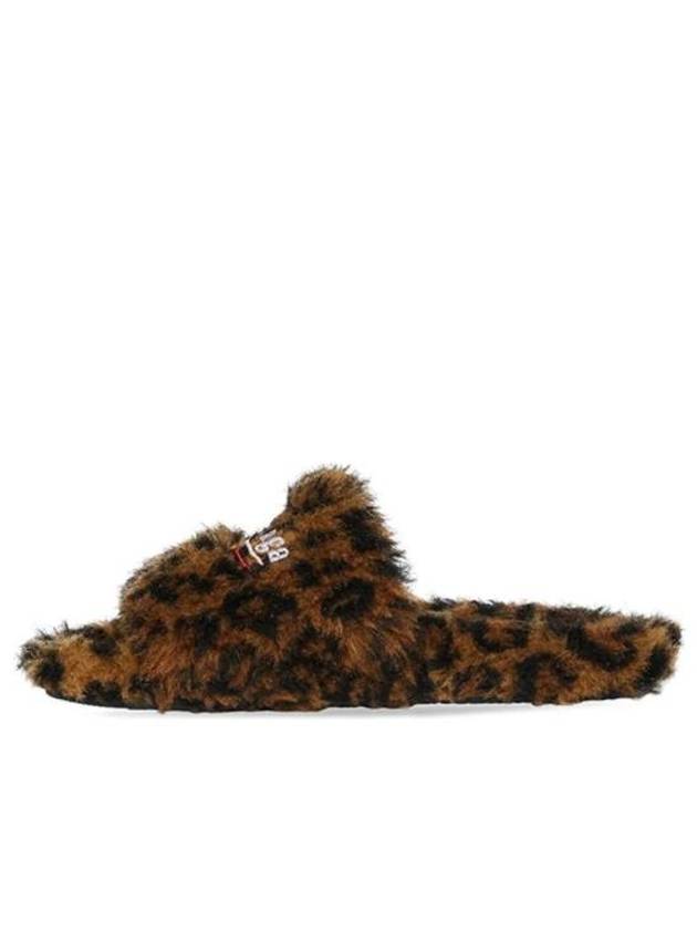 Luxury Balenciaga Leopard Pattern Fake Fur Slide Slippers