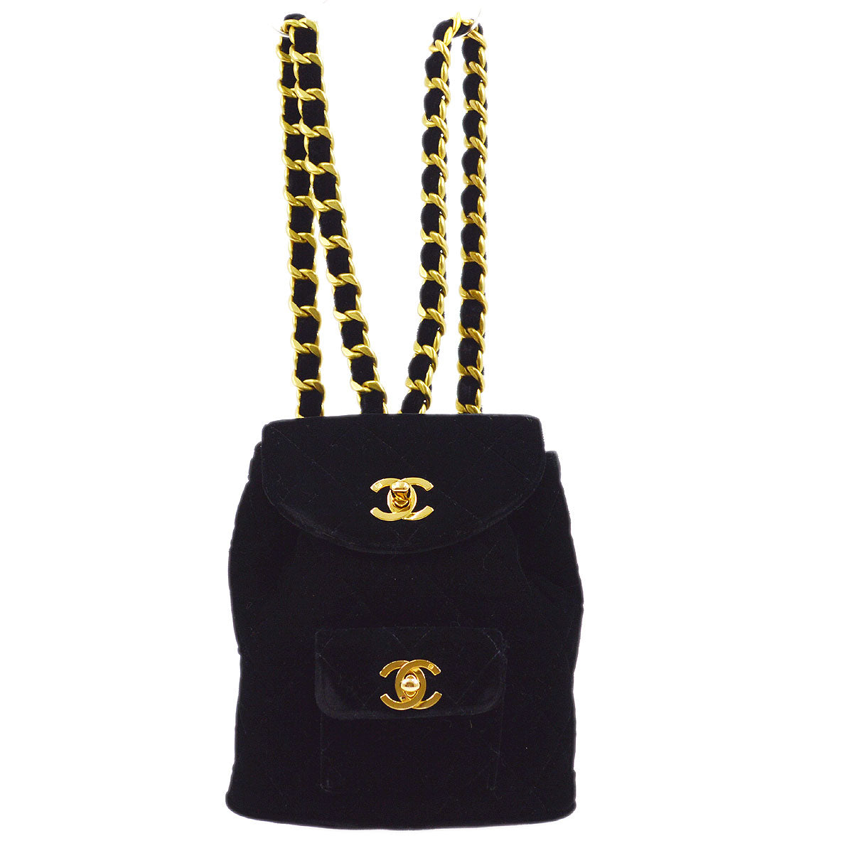 Luxury Chanel * 1994-1996 Black Velvet Duma Backpack Small