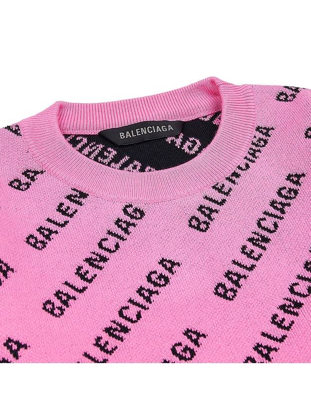 Luxury Balenciaga Mini All-Over Logo Knit Top Pink