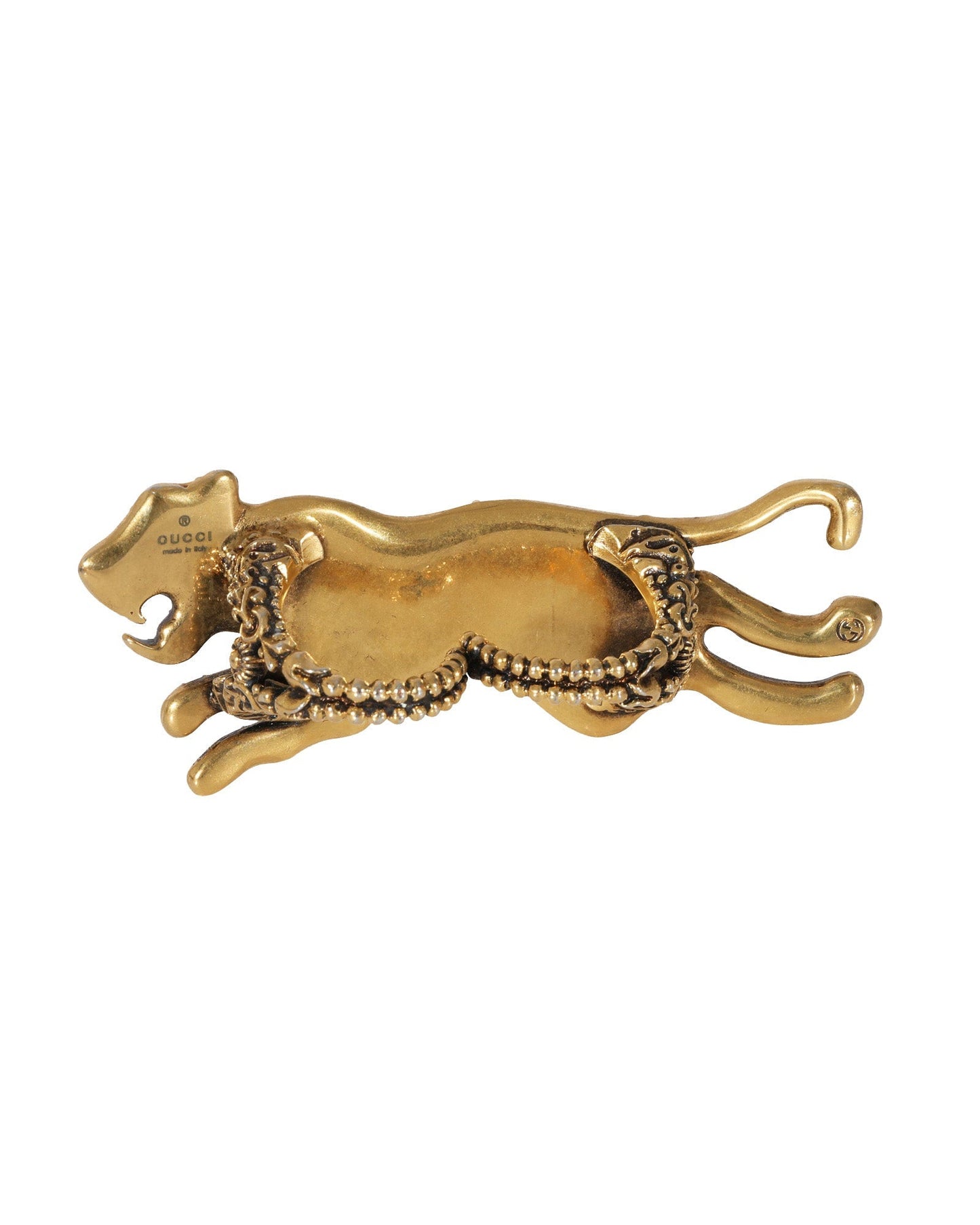 Luxury Gucci Trending 2025 Faux Pearl & Strass Double Finger  Panther Cocktail Ring