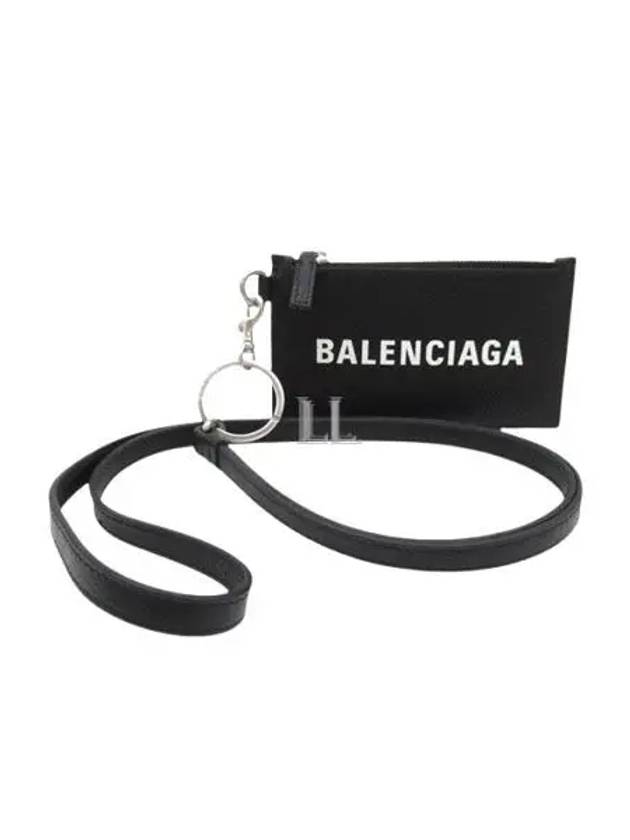 Luxury Balenciaga Cash Keyring Card Case Black Silver