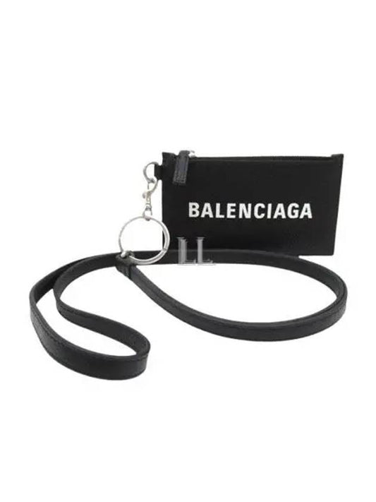 Luxury Balenciaga Cash Keyring Card Case Black Silver