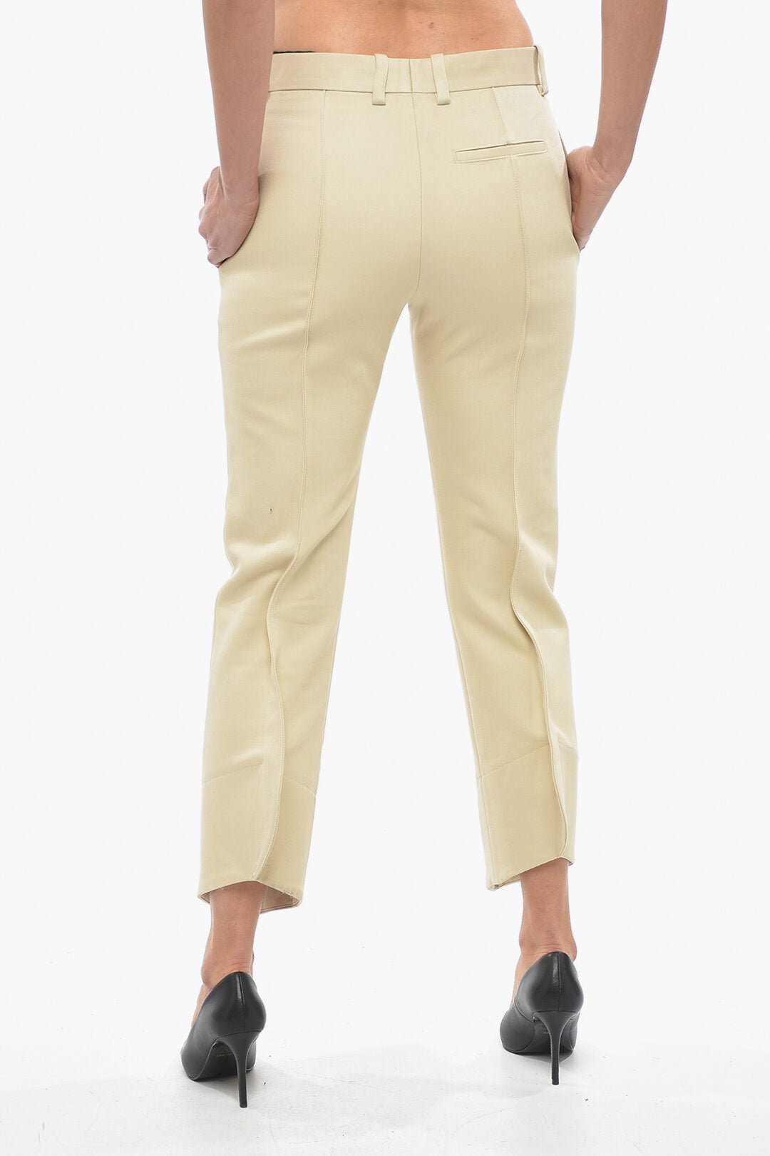 Luxury Bottega Veneta Cotton Front-pleated Pants with Curved Design