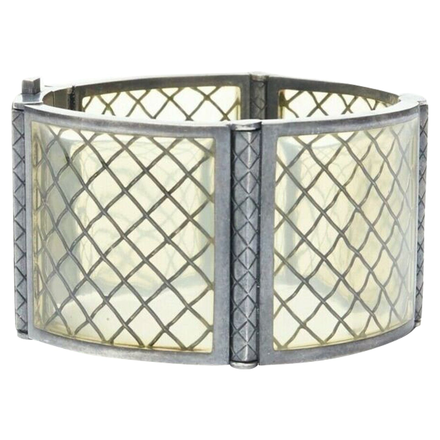 Luxury Bottega Veneta silver pale plexi cuff bracelet