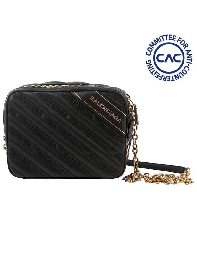 Luxury Balenciaga Blanket Reporter Chain Cross Bag Black
