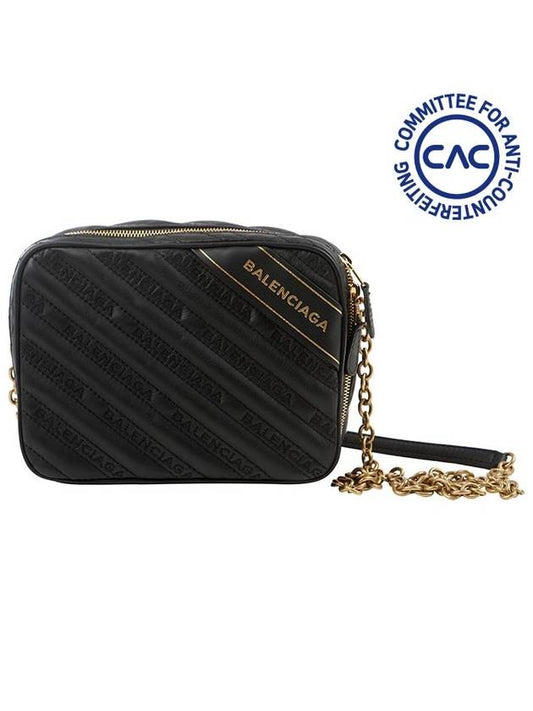 Luxury Balenciaga Blanket Reporter Chain Cross Bag Black