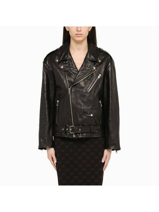 Luxury Gucci Trending 2025 Leather Biker Jacket Black