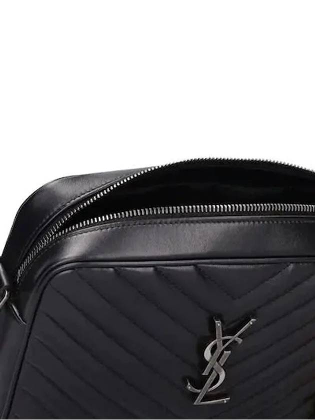 Luxury Saint Laurent Silver Qualted Leather Lou Camera Shoulder Bag Black