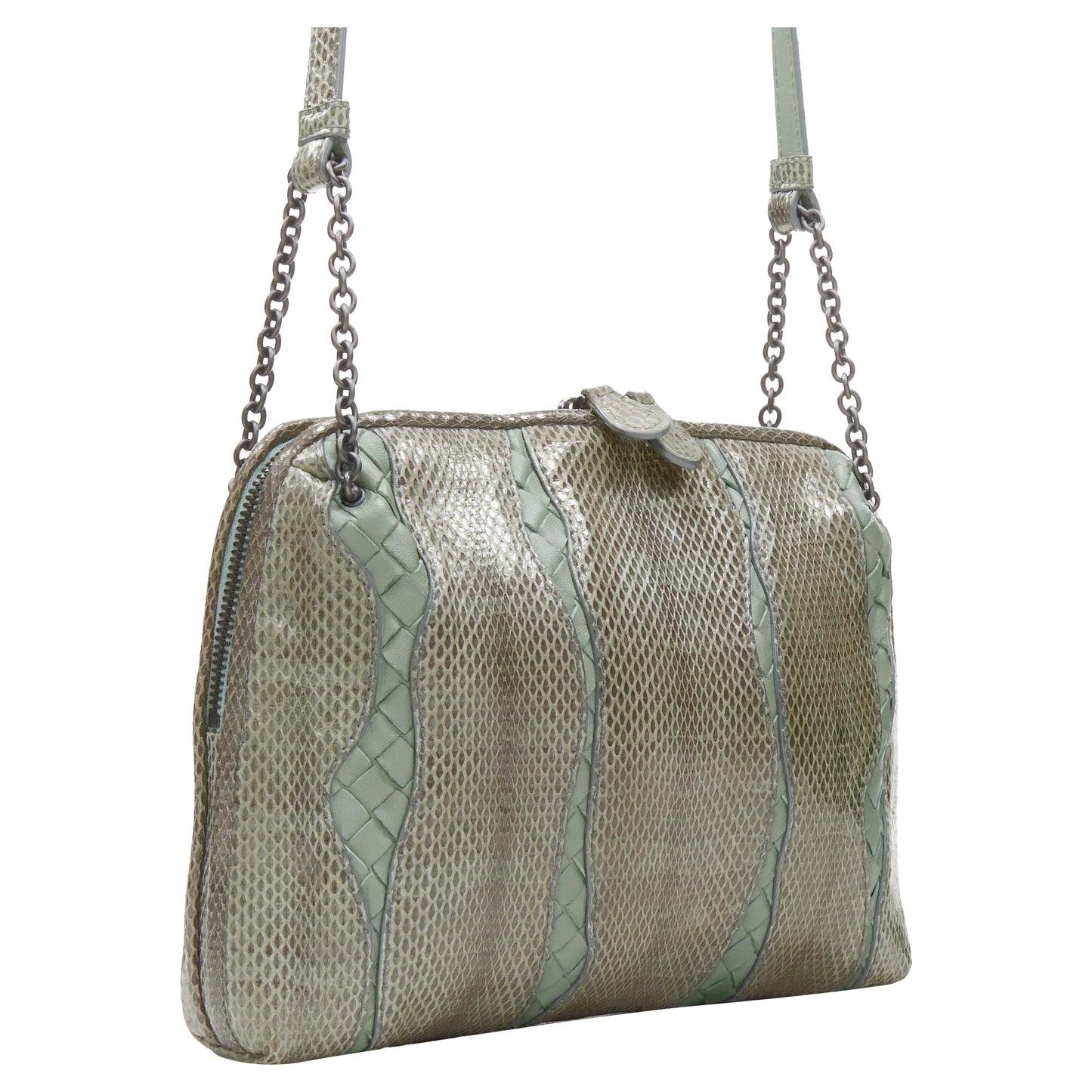 Luxury Bottega Veneta ayers watersnake intrecciato woven top zip crossbody bag