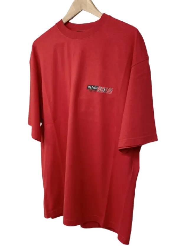 Luxury Balenciaga News Logo Print Short Sleeve T-Shirt Red