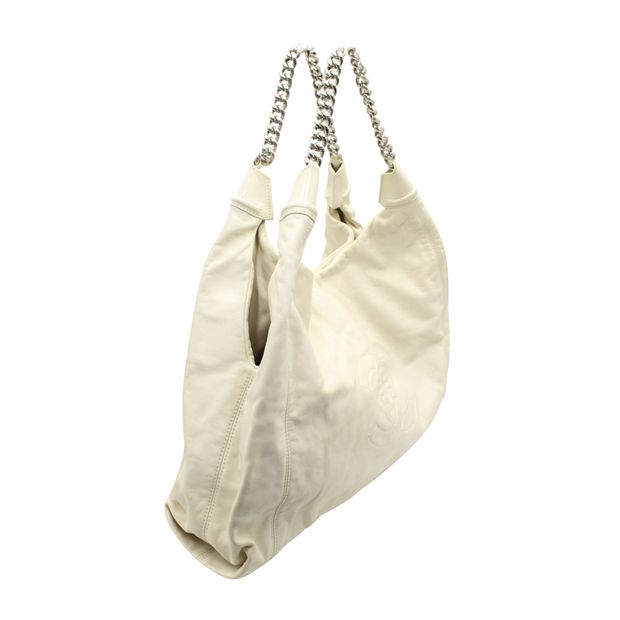 Luxury Chanel Vintage Ivory Leather "Cc" Tote 2008-2009