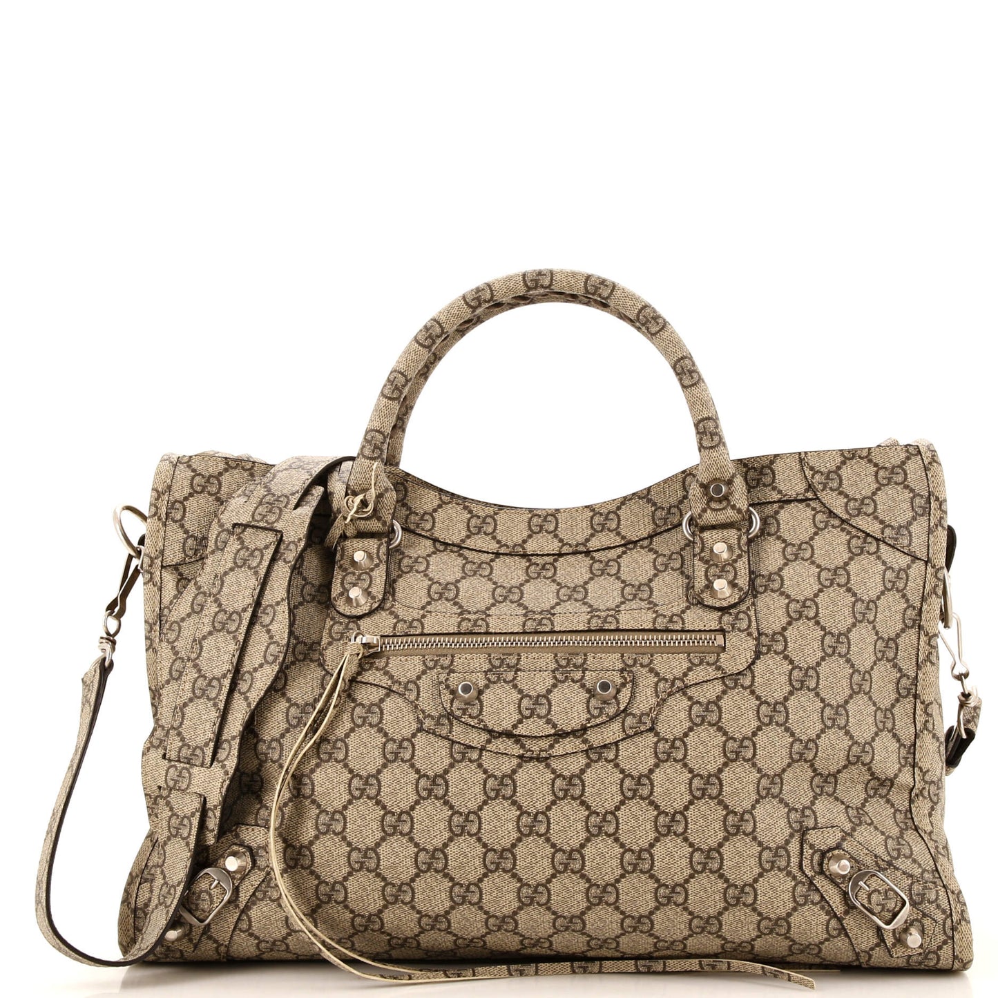 Gucci x Luxury Balenciaga The Hacker Project Neo Classic City Bag GG Coated Canvas Medium