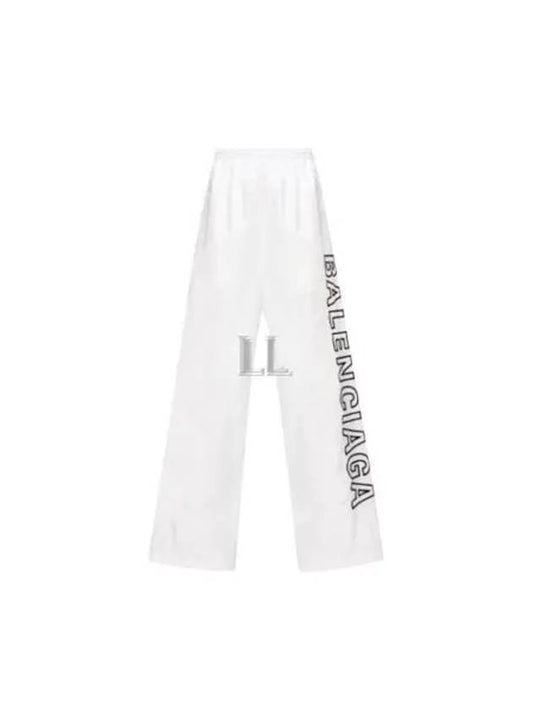 Luxury Balenciaga Embroidered Logo Polyester Wide Track Pants White