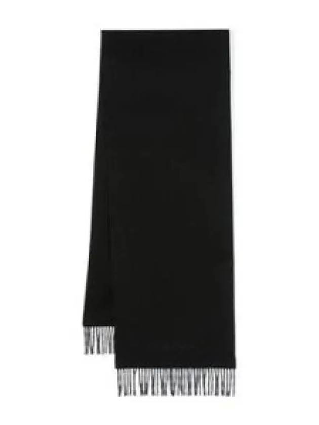 Luxury Saint Laurent Embroidered Logo Cashmere Muffler Black