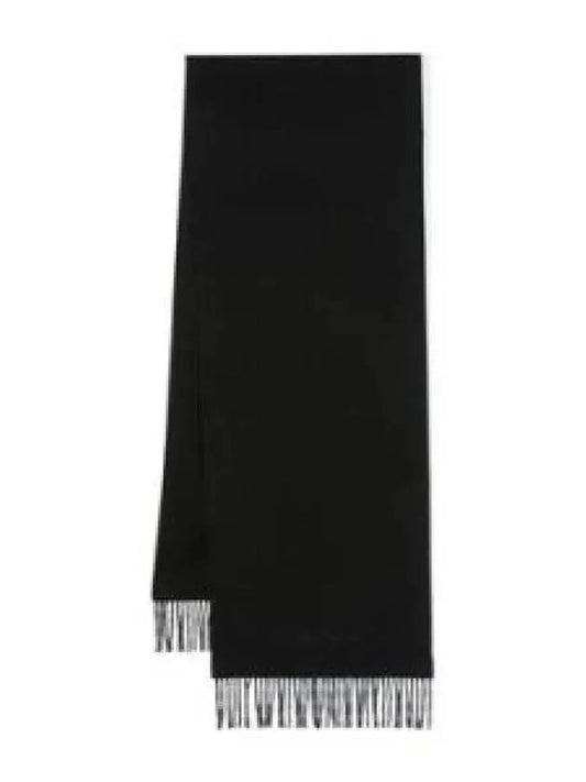 Luxury Saint Laurent Embroidered Logo Cashmere Muffler Black