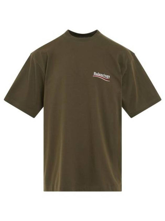 Luxury Balenciaga Wave Logo Political Campaign Large Fit Short Sleeve T Shirt Khaki