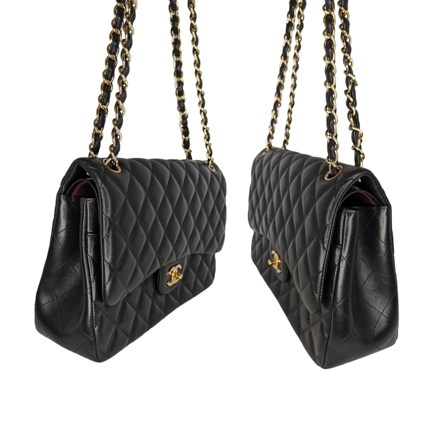 Luxury Chanel Classic Quilted Lambskin Double Jumbo Flap