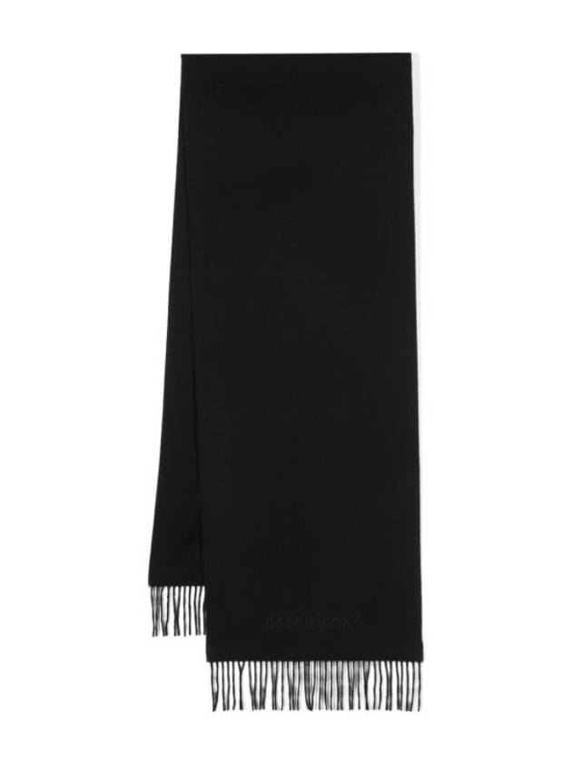 Luxury Saint Laurent Embroidered Logo Cashmere Muffler Black