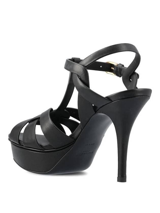 Luxury Saint Laurent Tribute Platform Sandals Heel Black