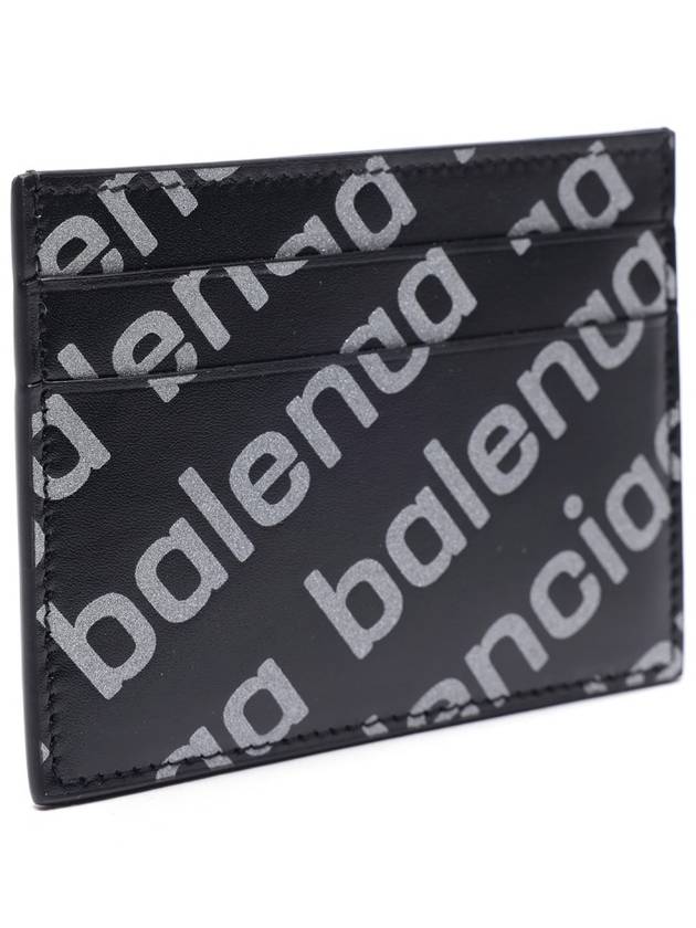 Luxury Balenciaga All Over Logo Card Wallet Black