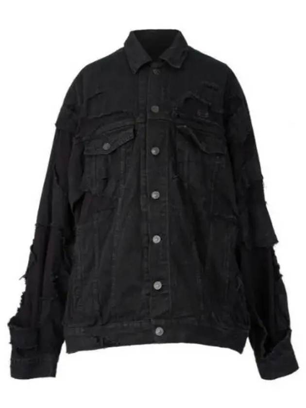 Luxury Balenciaga Unity Sports Icon Patchwork Denim Jacket Black