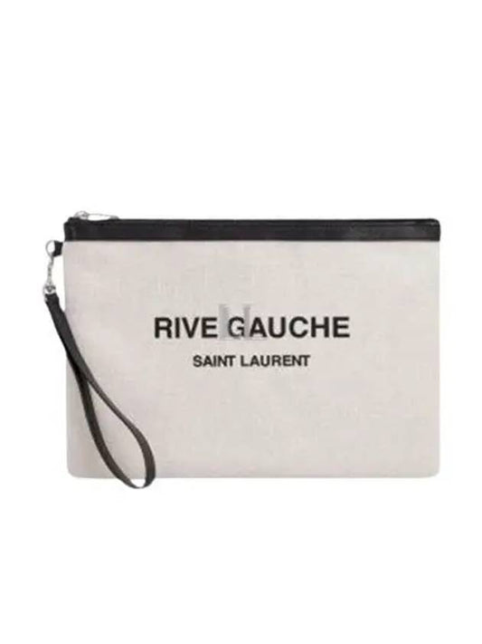 Luxury Saint Laurent Rive Gauche Linen Clutch Bag White