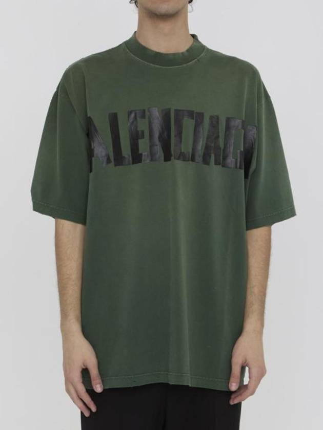 Luxury Balenciaga Tape Type Short Sleeve T-Shirt Green