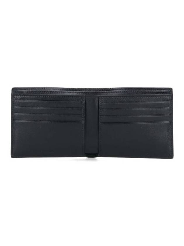 Luxury Balenciaga Logo Print Leather Half Wallet Black