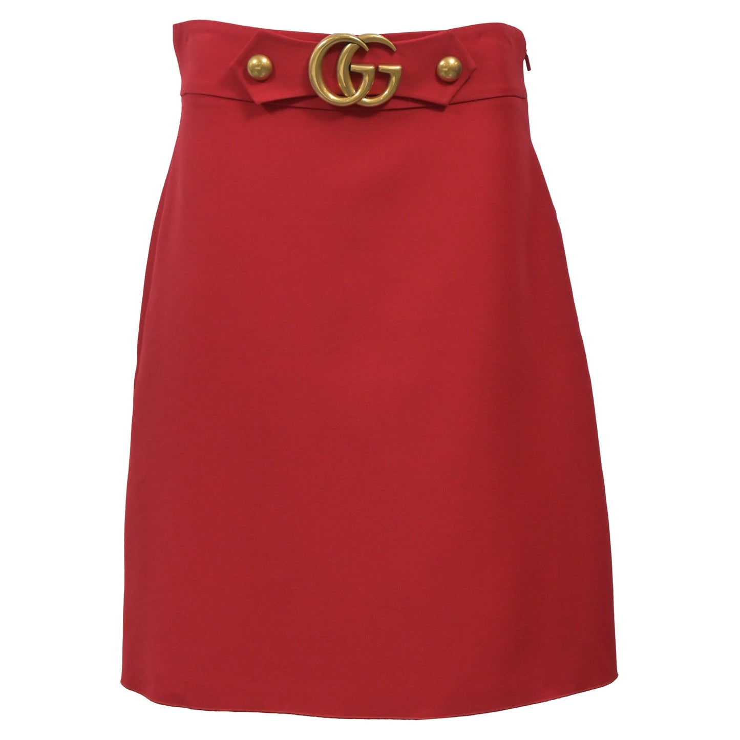 Luxury Gucci Trending 2025 GG Buckle Knee-Length Skirt in Red Wool