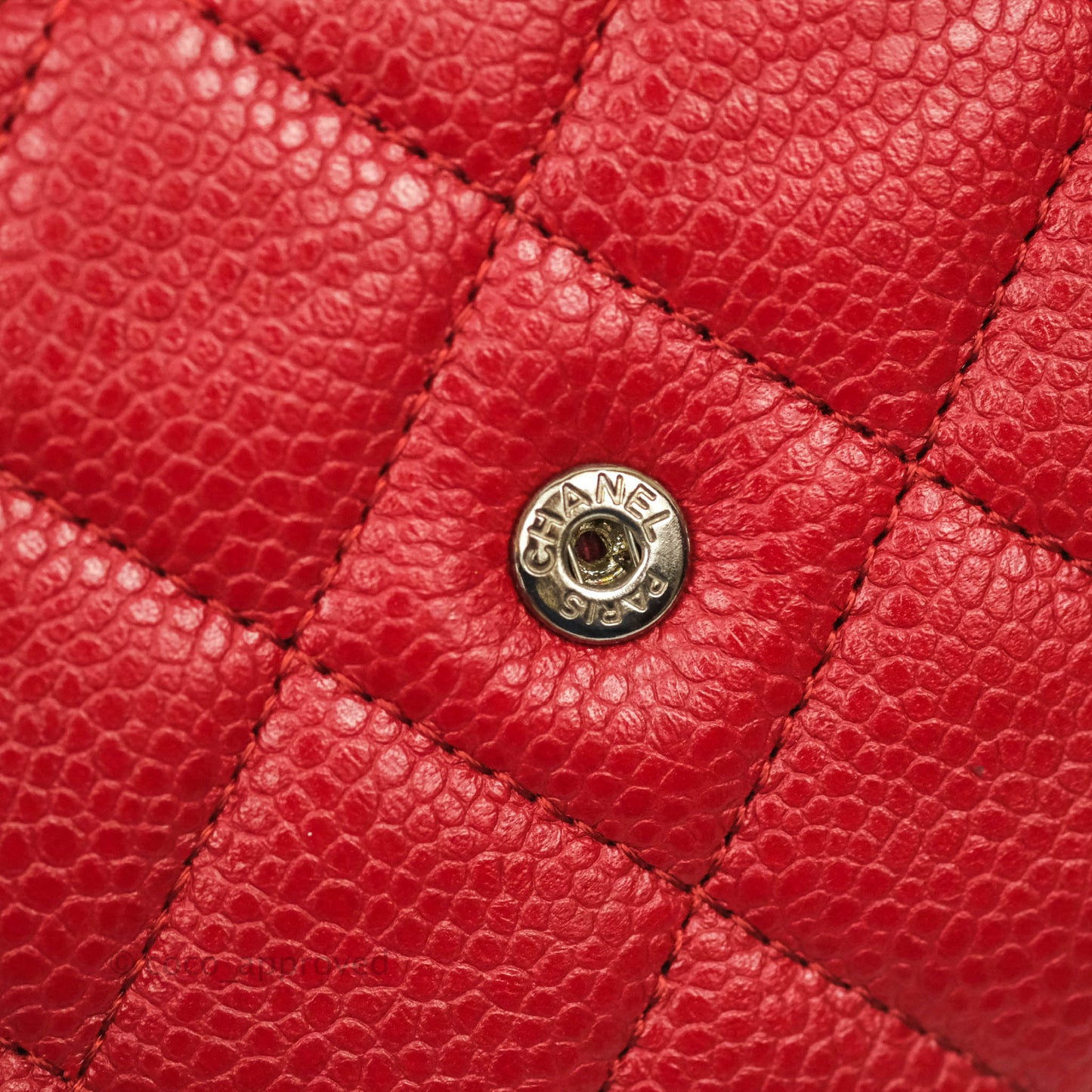 Chanel Quilted Wallet on Chain WOC Red Caviar Silver Hardware