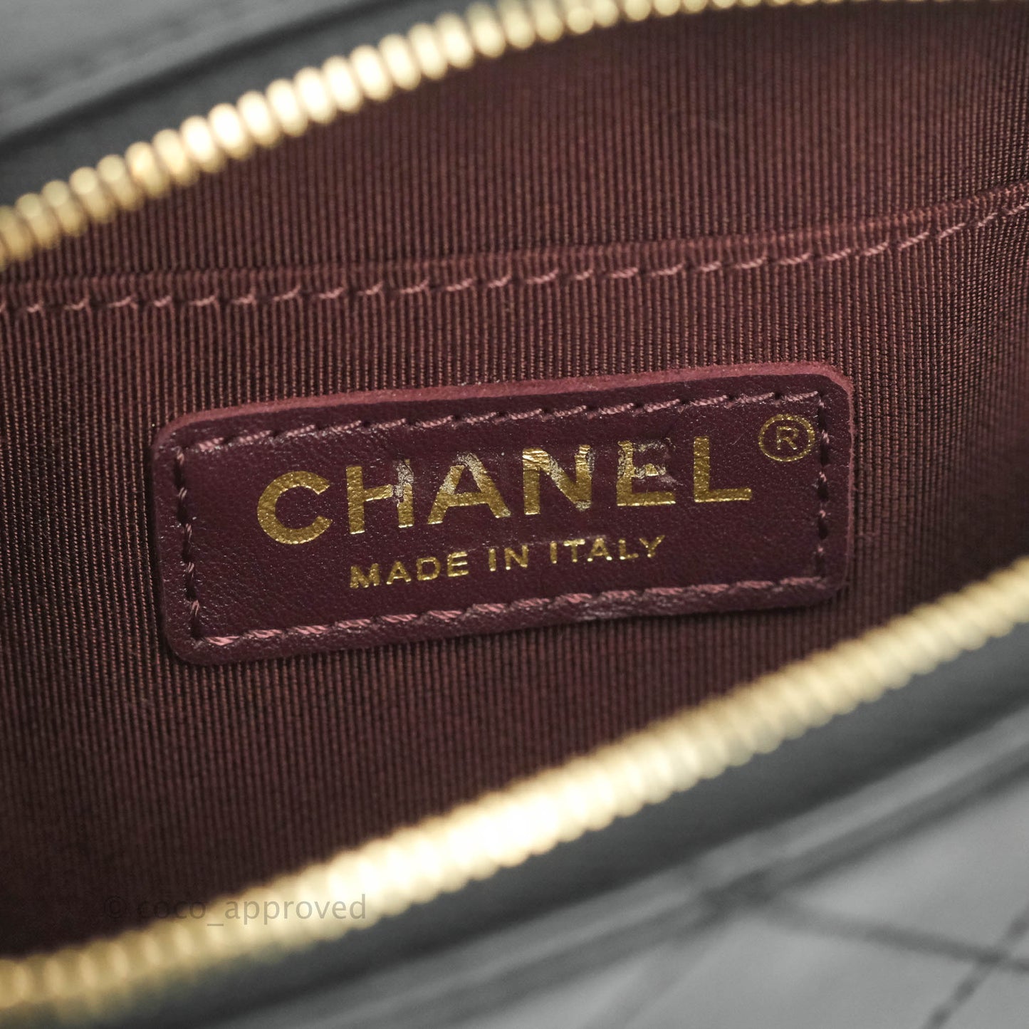 Chanel Small Button Up Camera Case Bag Black Calfskin Grosgrain Aged Gold Hardware