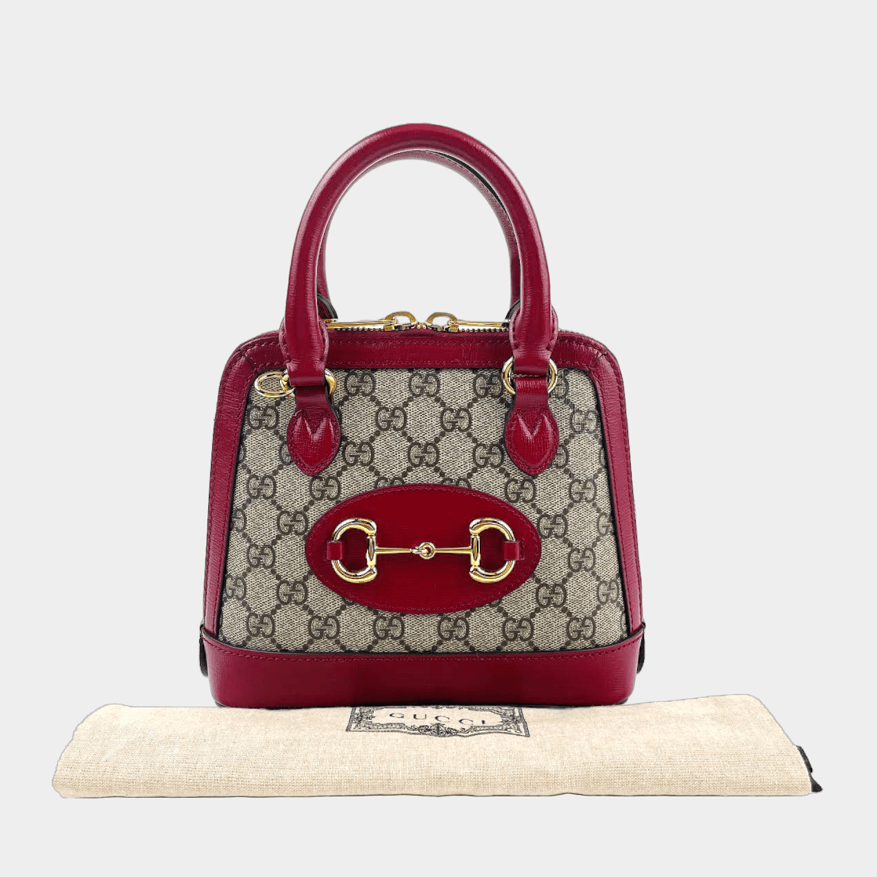 Luxury Gucci 1955 Horsebit Tote Supreme GG w/Red